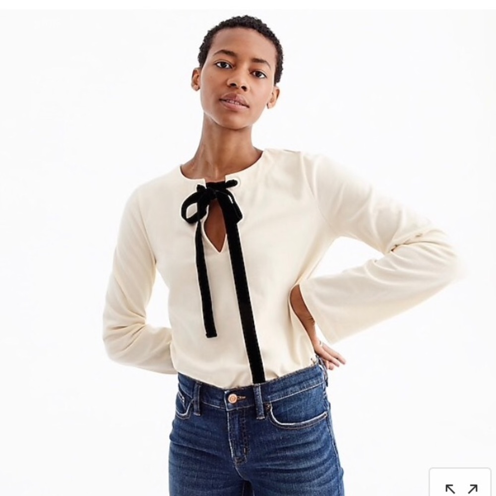 J. Crew Velvet Tie-Front Top